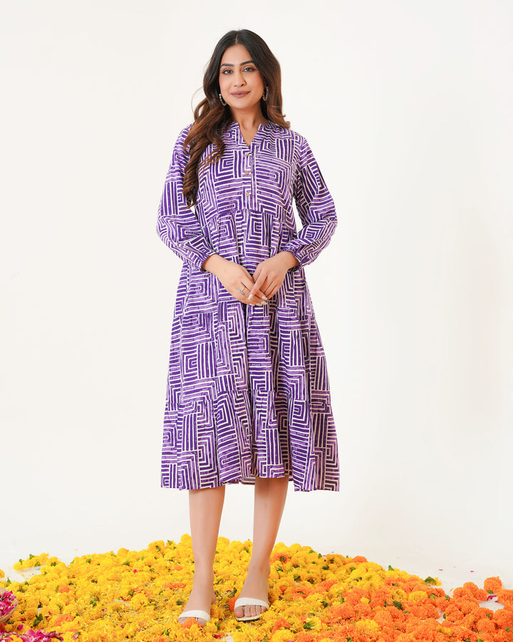 Lavender Lines Mom and Daughter Dresses