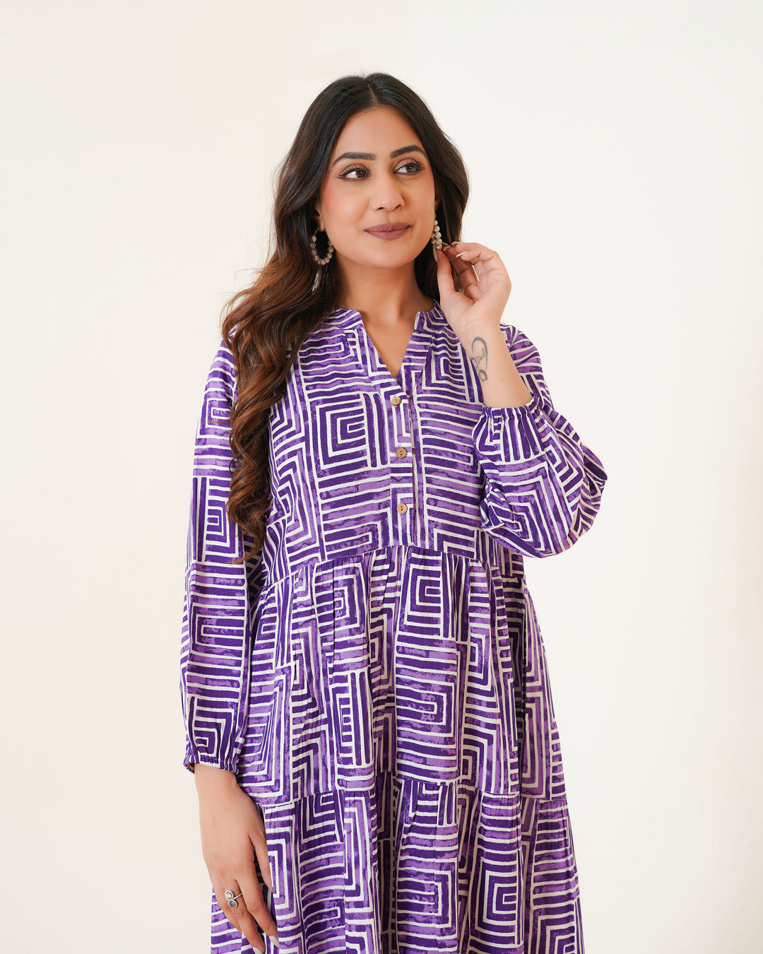 Lavender Lines Mom and Daughter Dresses