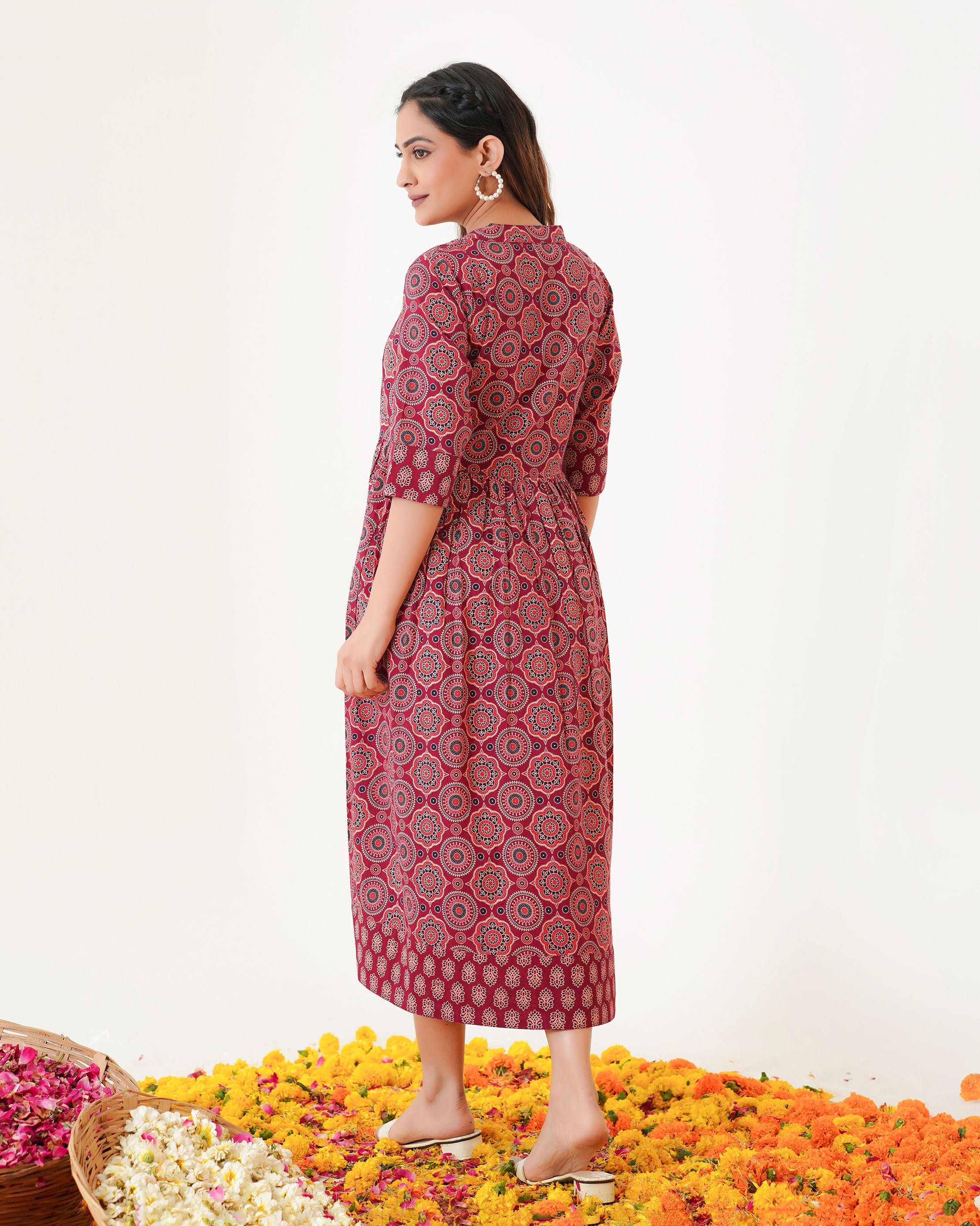 Blue Leheria Casual Pure Cotton One Piece Dress | Fashiana