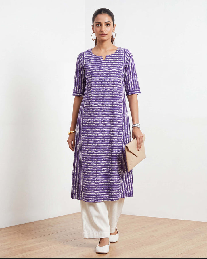 Purple Stripes Pure Cotton Kurta