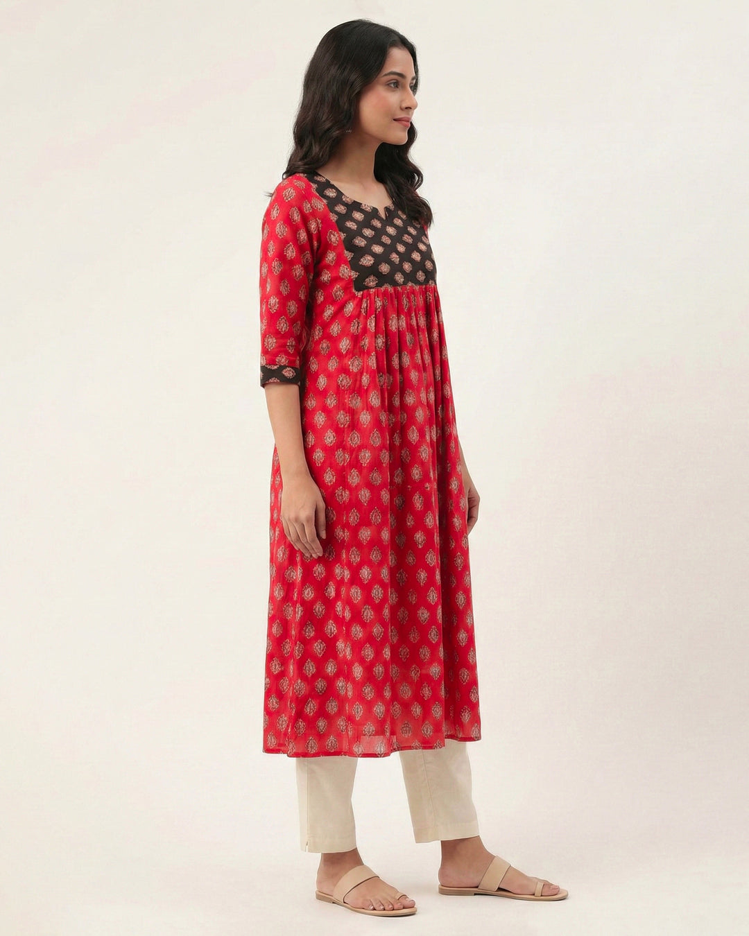 Red 'Ajrakh Ease' Pure Cotton Kurta