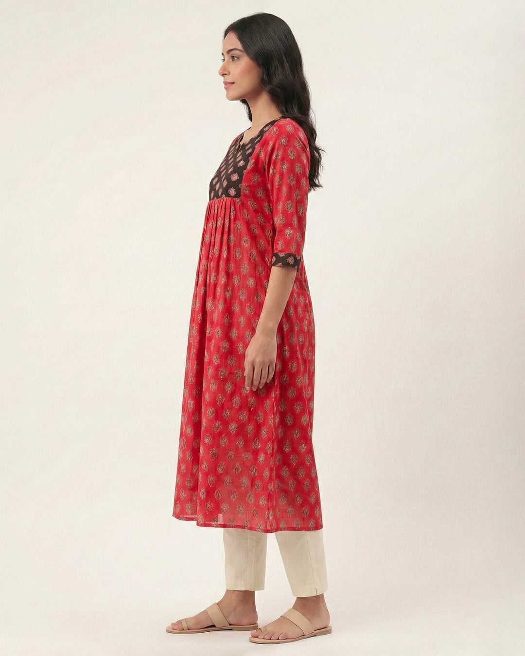 Red 'Ajrakh Ease' Pure Cotton Kurta