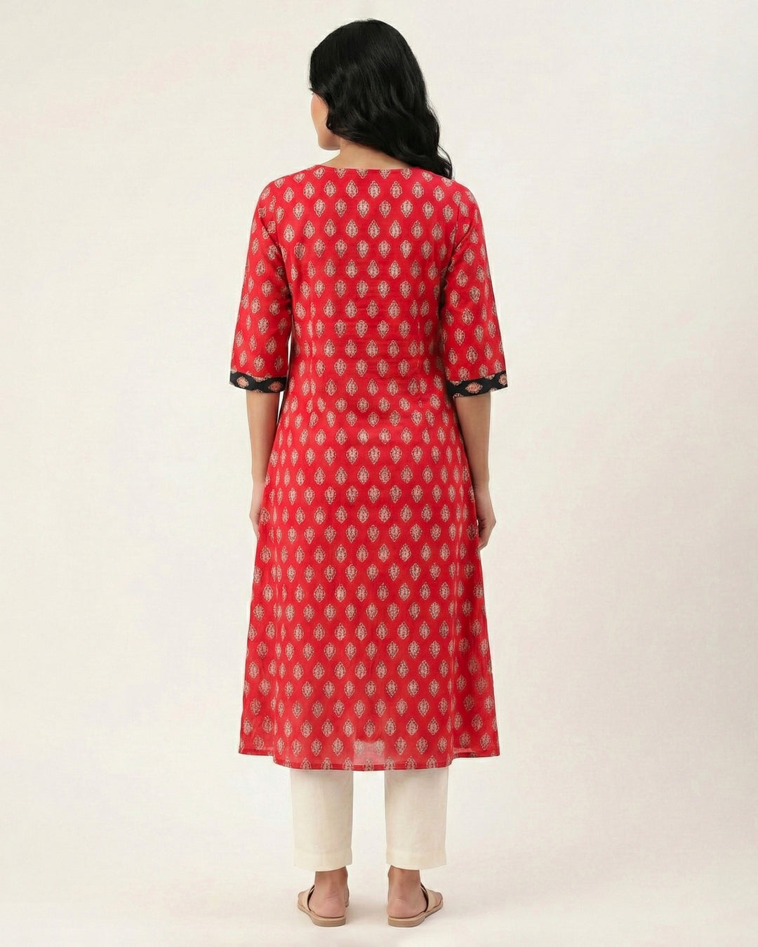 Red 'Ajrakh Ease' Pure Cotton Kurta