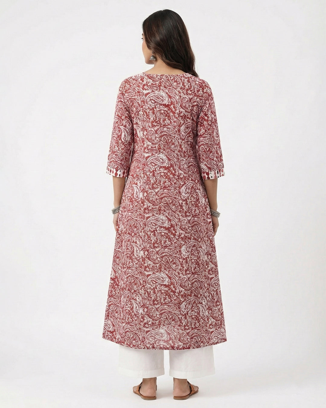 Rust Kery Pure Cotton Kurta