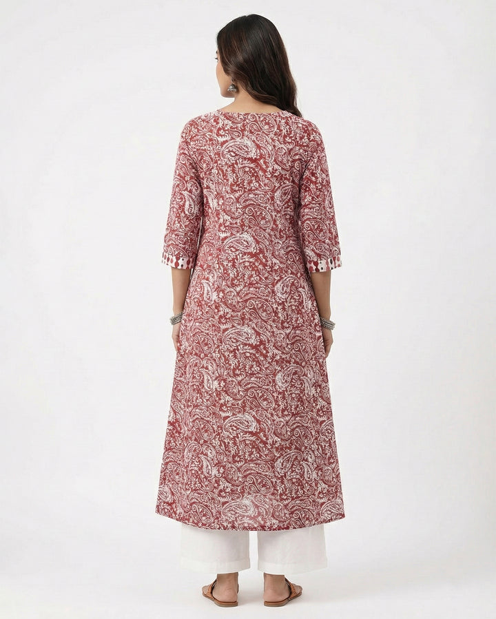 Rust Kery Pure Cotton Kurta