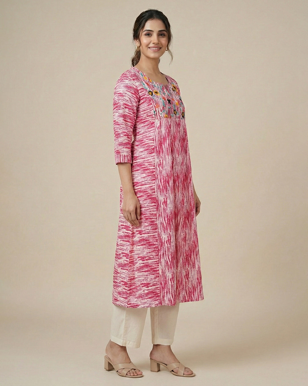 Pink Hues Embroidered Pure Cotton Kurta