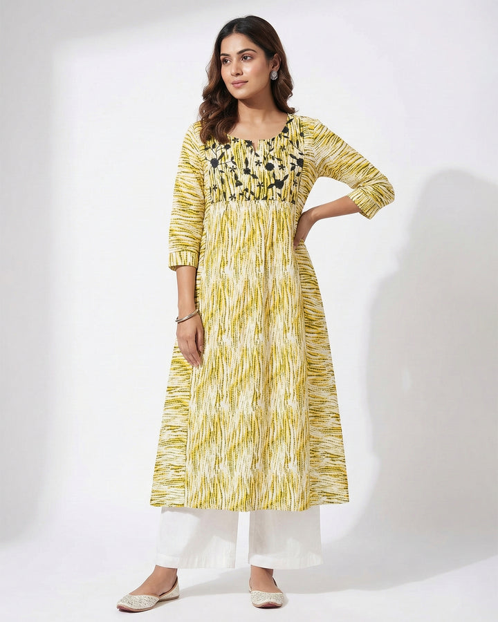 Green Hues Embroidered Pure Cotton Kurta