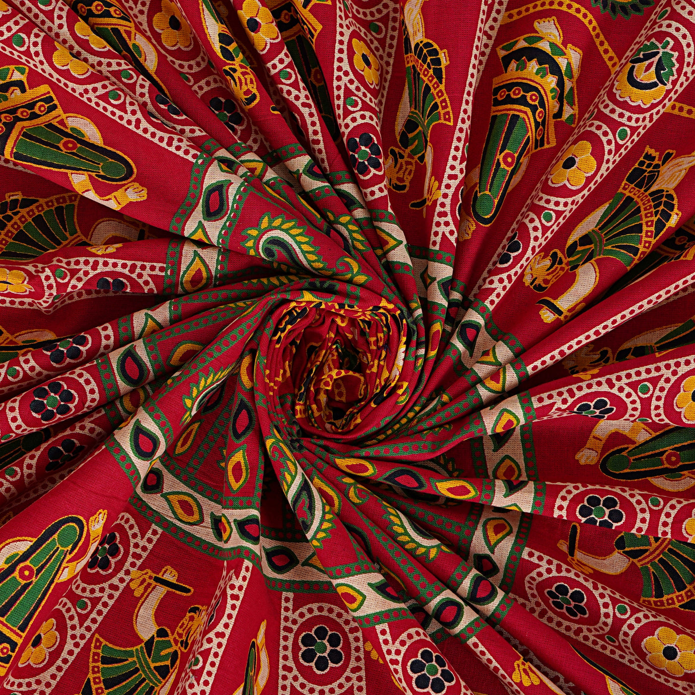 Red Cotton Mandala Bedsheet for Double Bed with 2 Pillow Covers