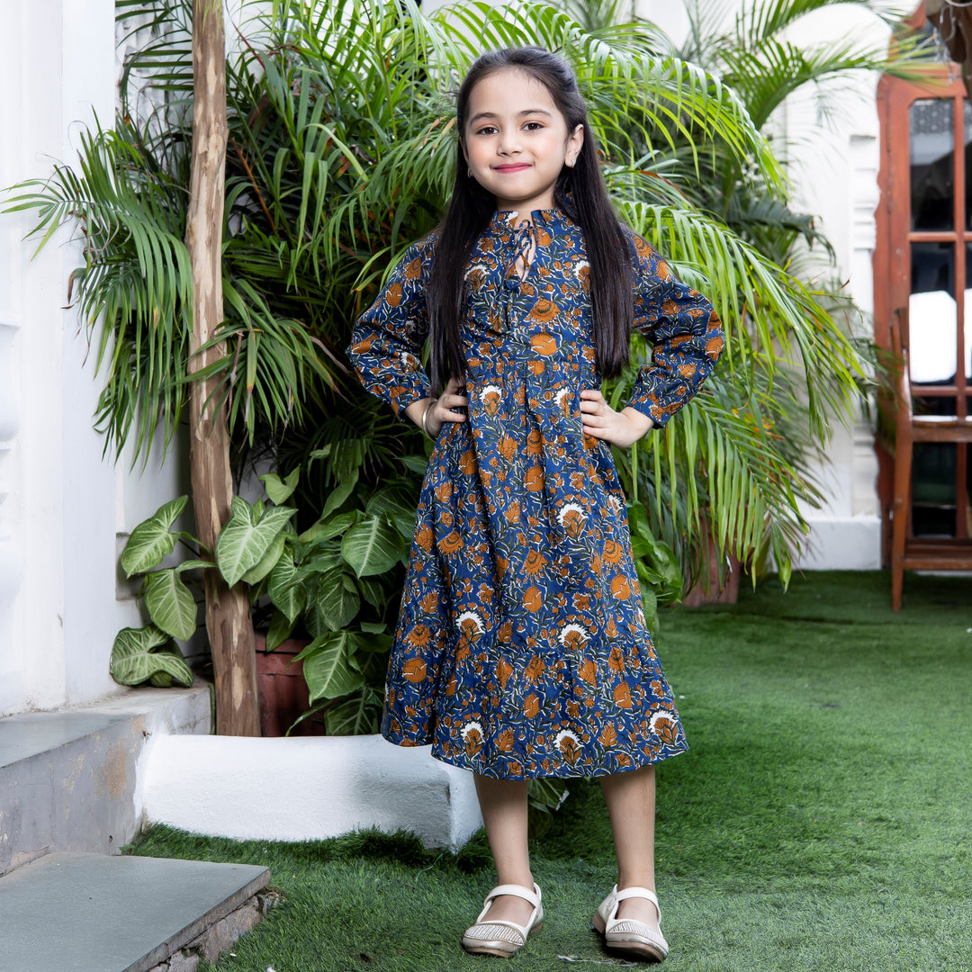 Zodiac Blue Mom and Daughter Tiered Dresses