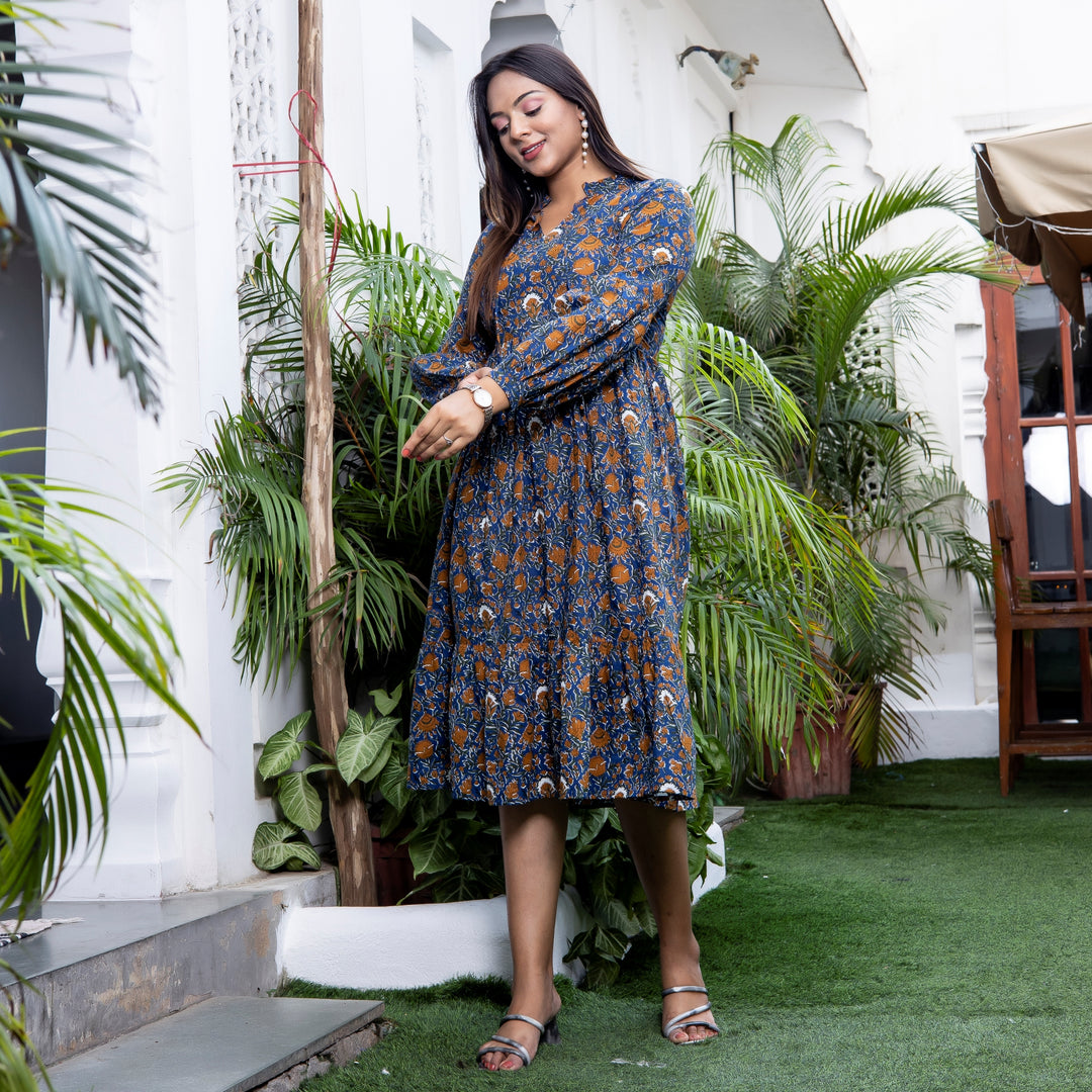 Zodiac Blue Mom and Daughter Tiered Dresses