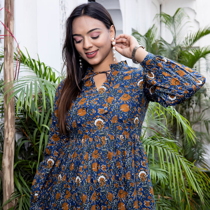 Zodiac Blue Mom and Daughter Tiered Dresses