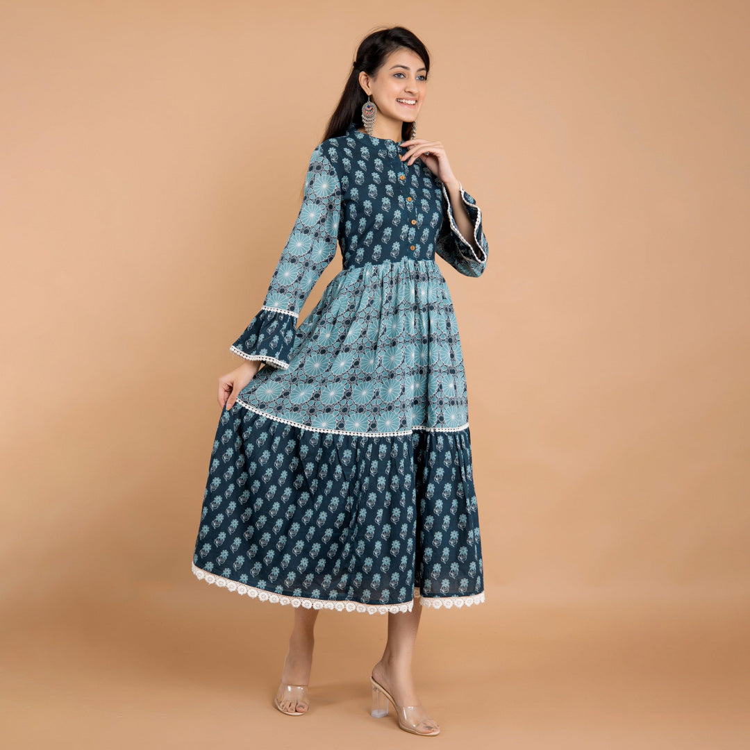 Teal Dual Mom and Daughter Dress