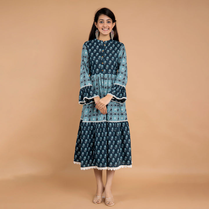 Teal Dual Mom and Daughter Dress