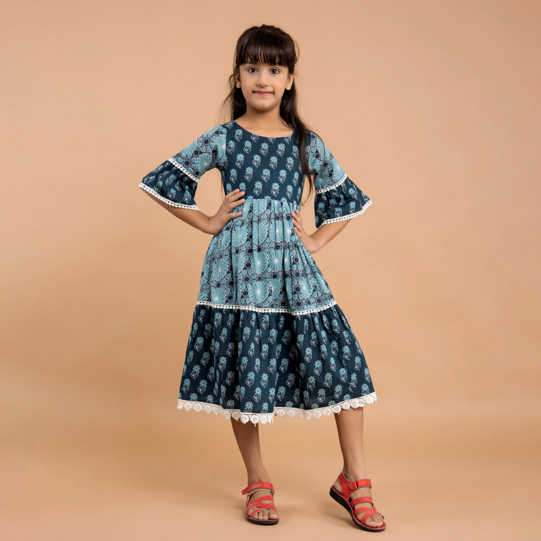 Teal Dual Mom and Daughter Dress