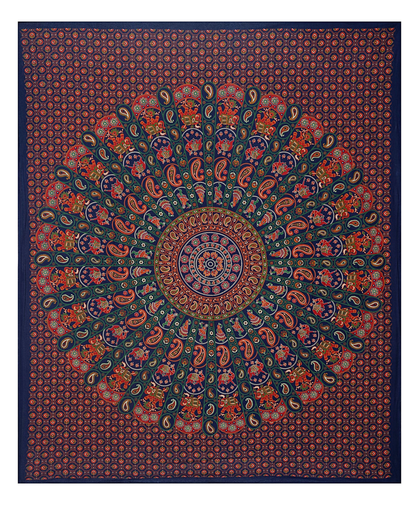 Multicolor Cotton Mandala Bedsheet for Double Bed with 2 Pillow Covers