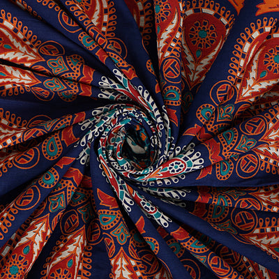 Blue Cotton Mandala Bedsheet for Double Bed with 2 Pillow Covers