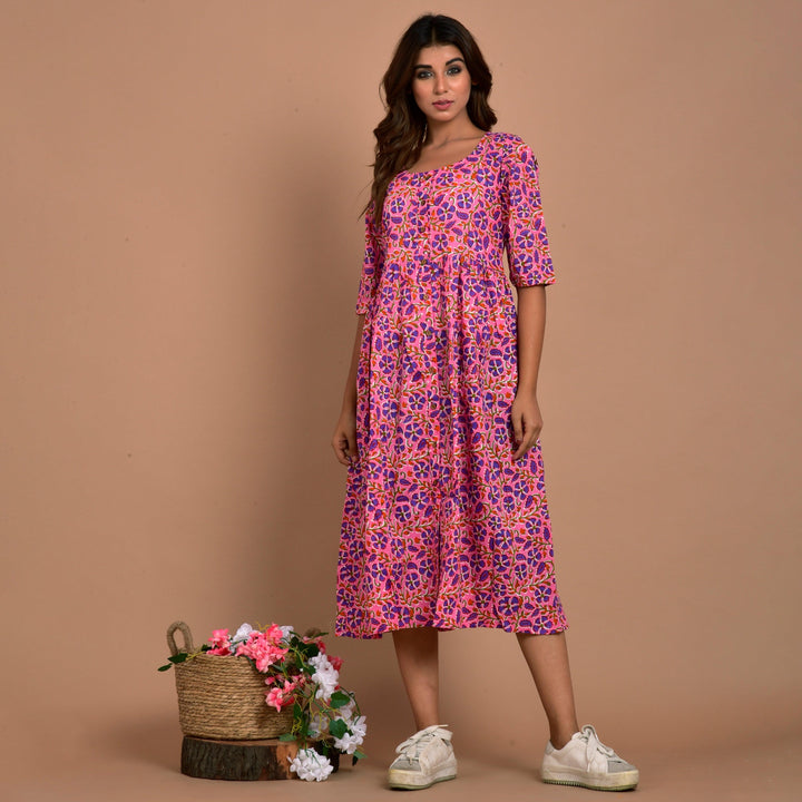 Light Pink Floral Print 3in1 Dress