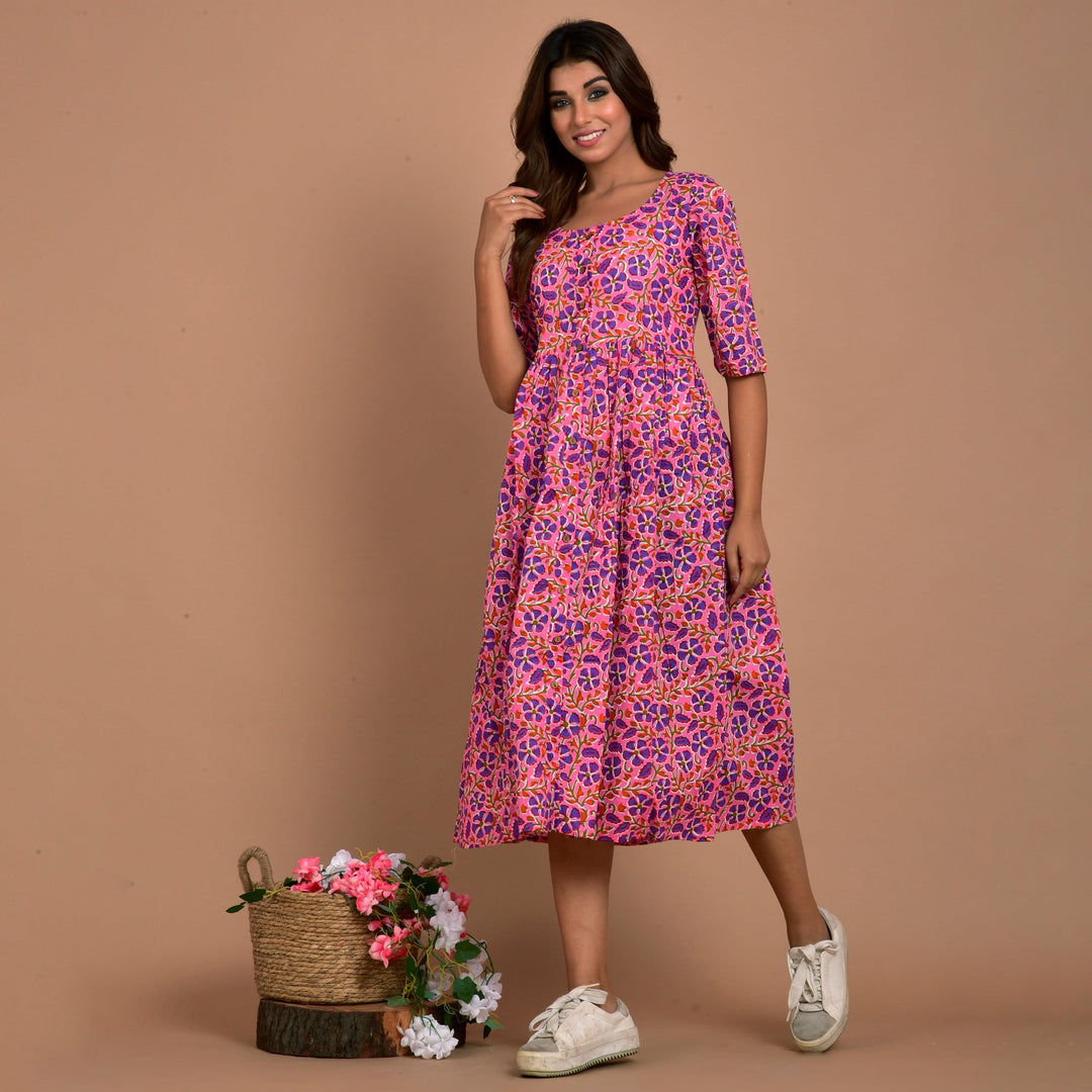 Light Pink Floral Print 3in1 Dress