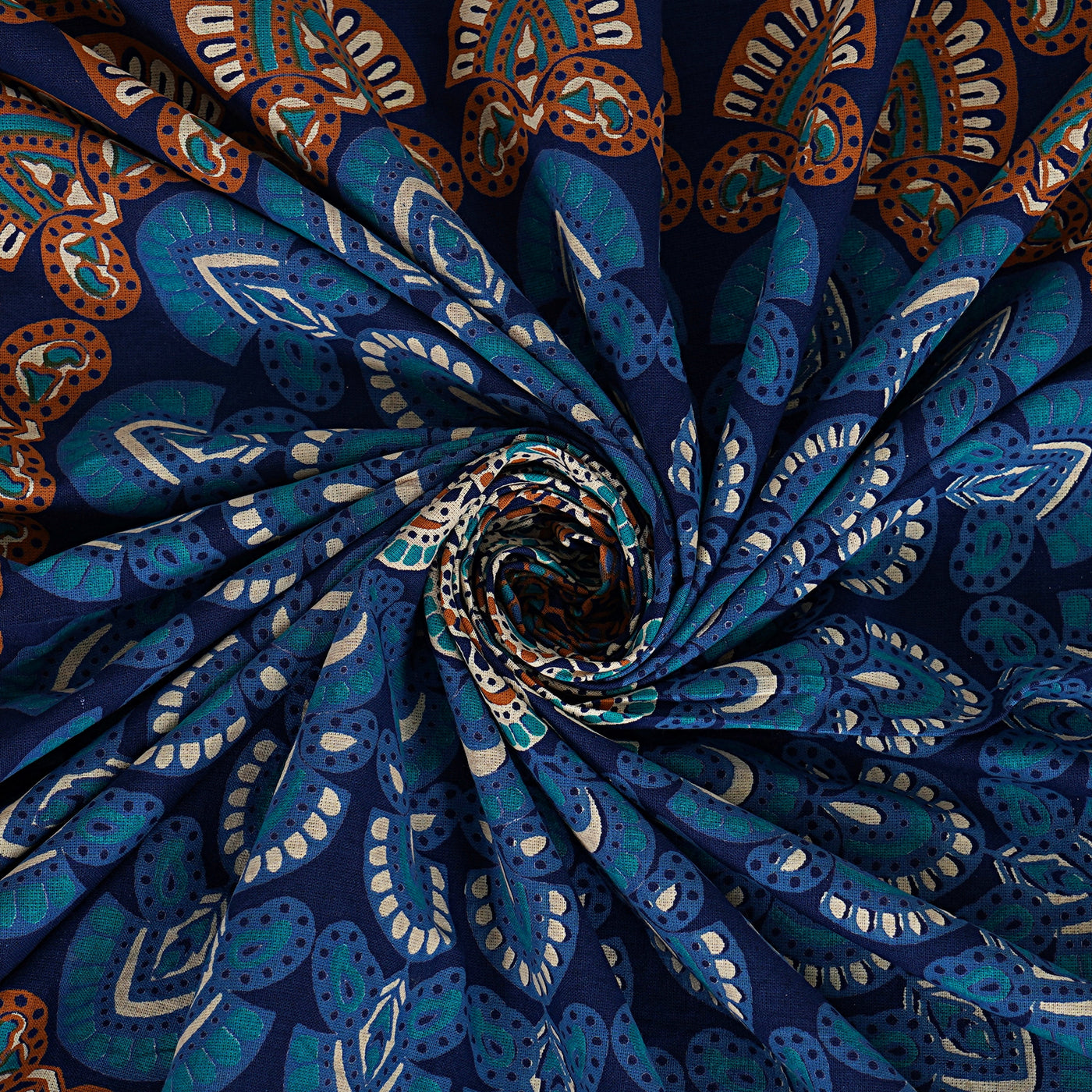 Blue Cotton Mandala Bedsheet for Double Bed with 2 Pillow Covers