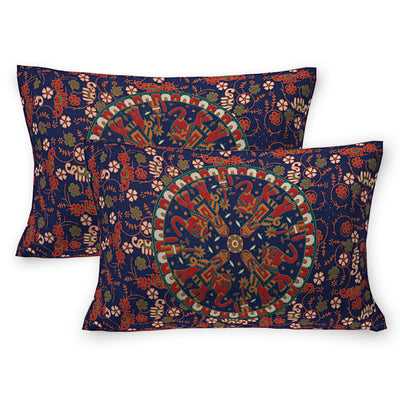 Multicolor Cotton Mandala Bedsheet for Double Bed with 2 Pillow Covers