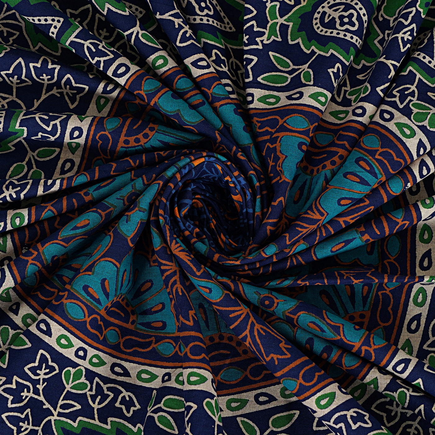 Blue Cotton Mandala Bedsheet for Double Bed with 2 Pillow Covers