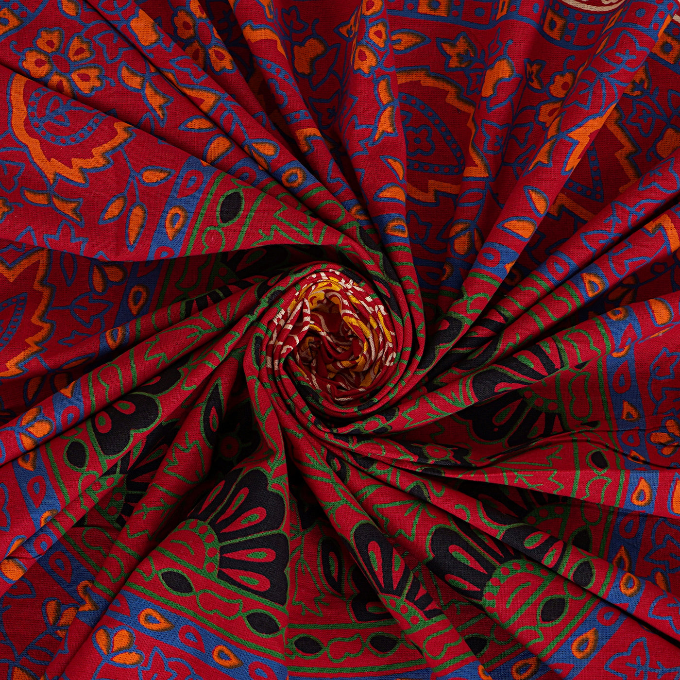 Red Cotton Mandala Bedsheet for Double Bed with 2 Pillow Covers