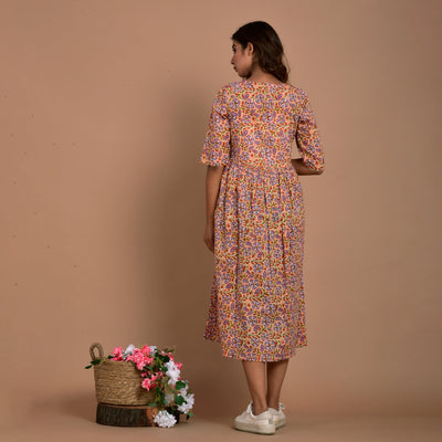 Light Peach Floral Print 3in1 Dress