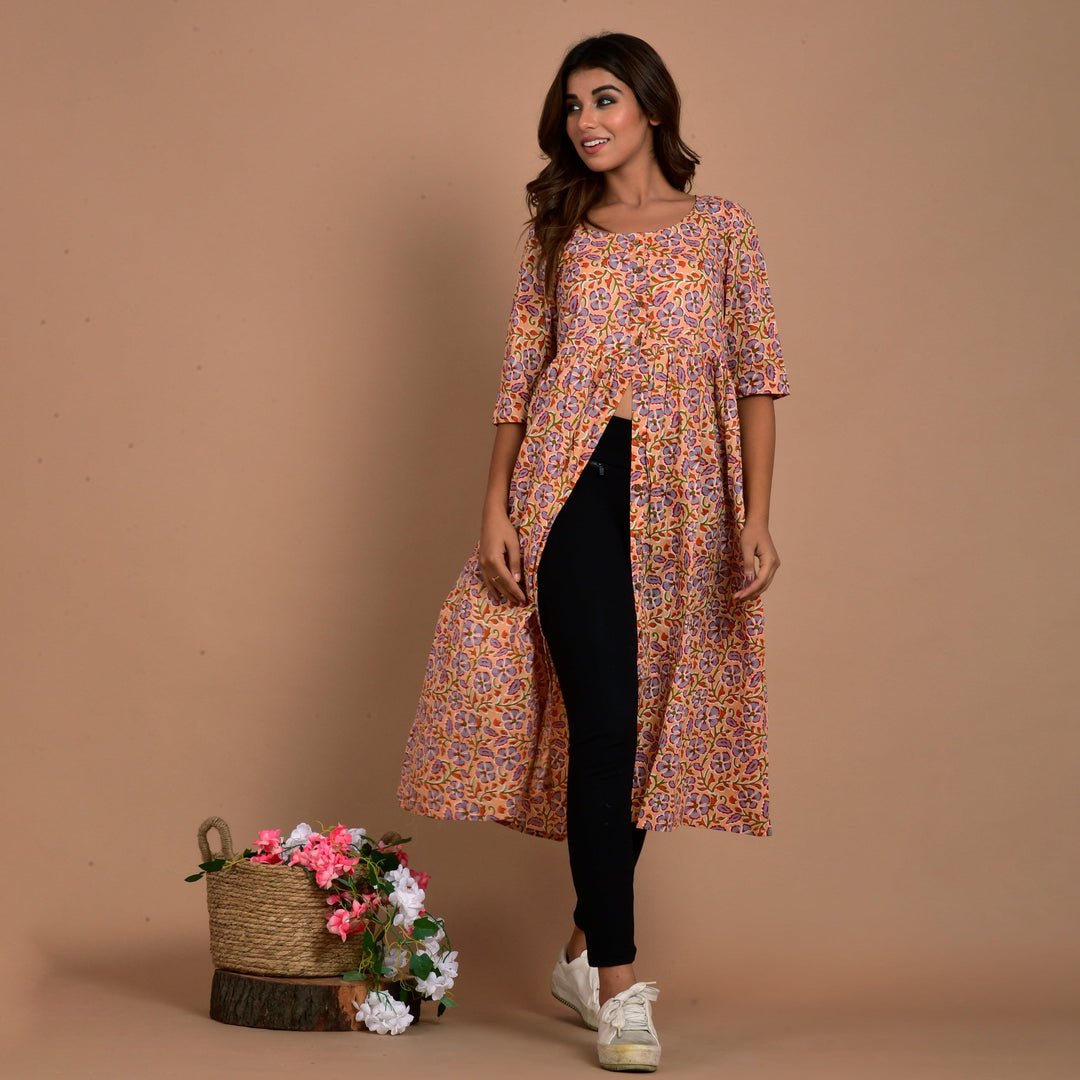 Light Peach Floral Print 3in1 Dress