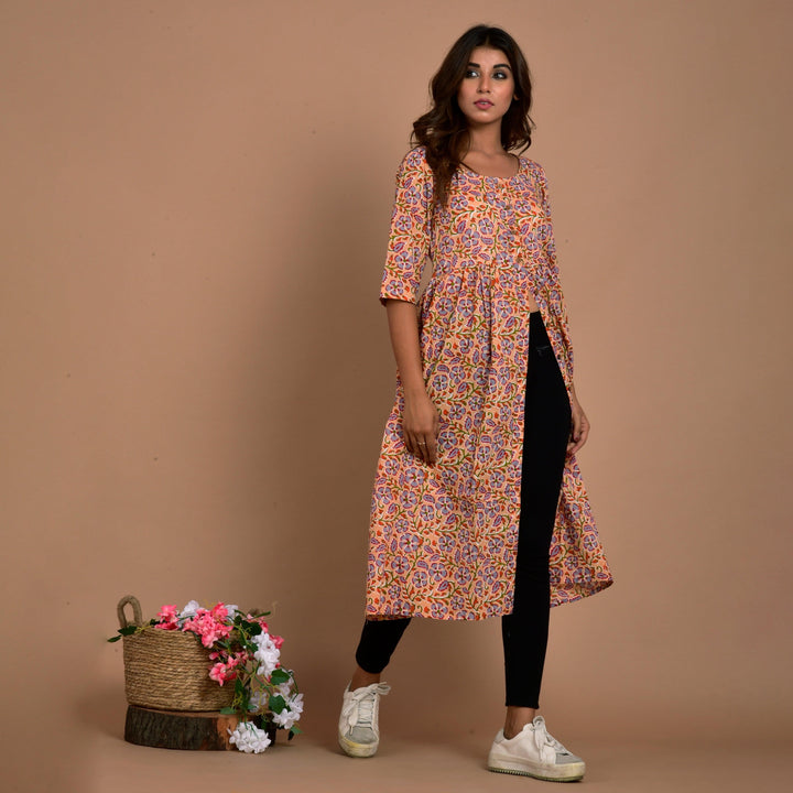 Light Peach Floral Print 3in1 Dress