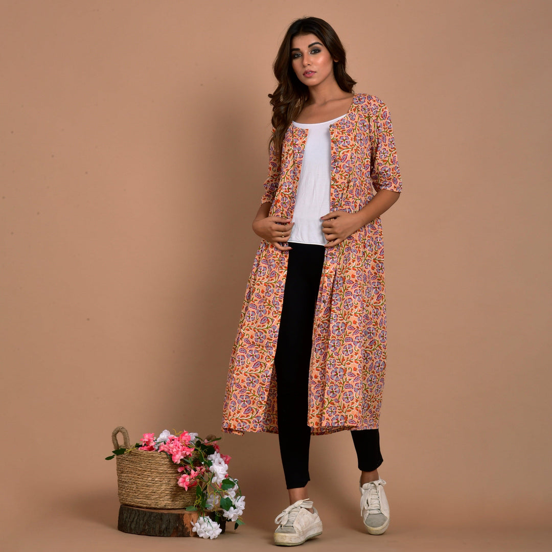 Light Peach Floral Print 3in1 Dress