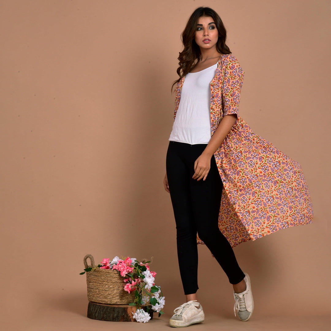 Light Peach Floral Print 3in1 Dress