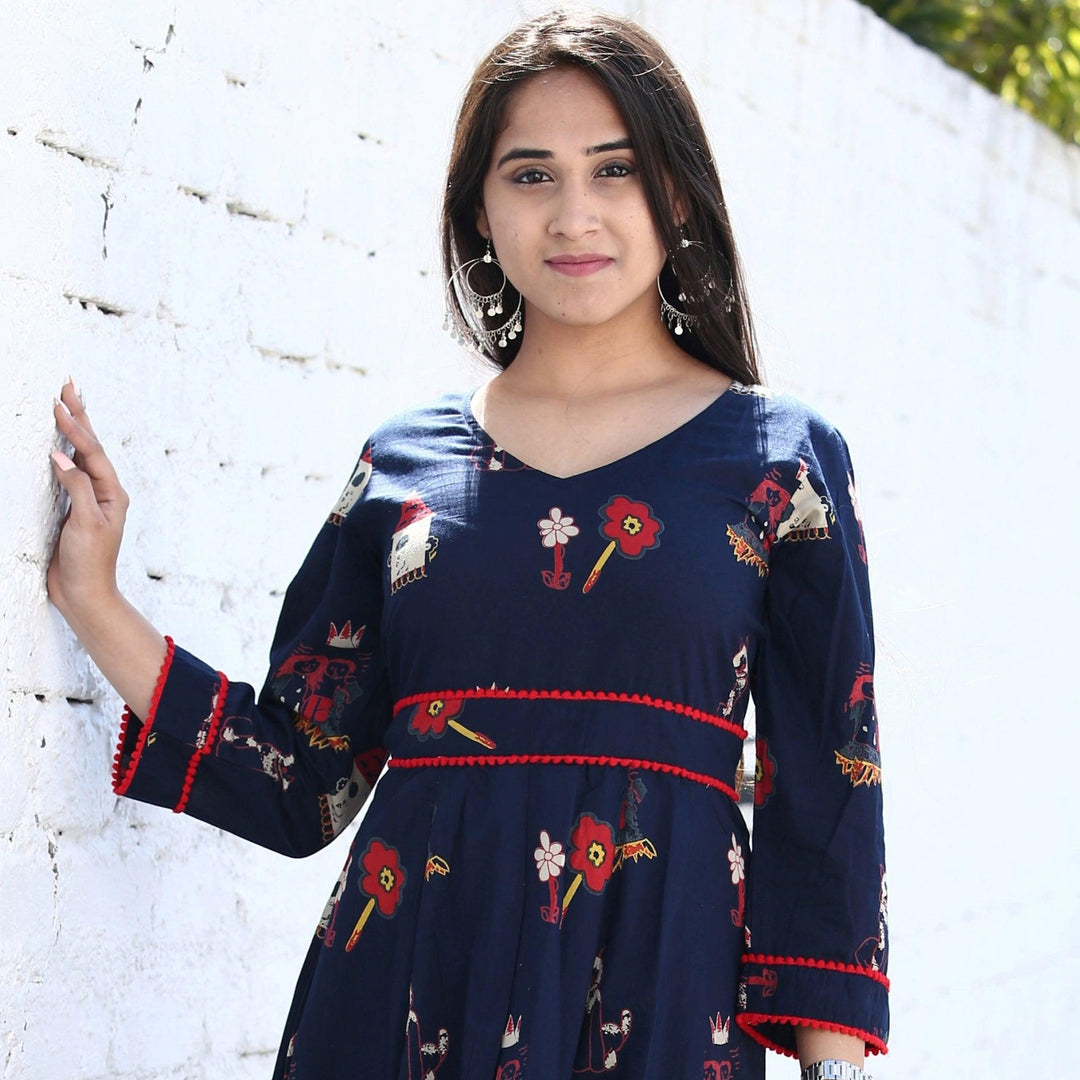 Blue Fairy Tale Print One Piece Dress