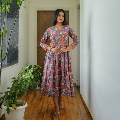 Buy Pink Ikat Cotton Midi Dress, Ikkat Dresses for Women | CraftsandLooms –  CraftsandLooms.com