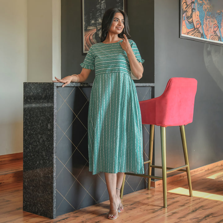 Dabu Green One Piece Midi Dress