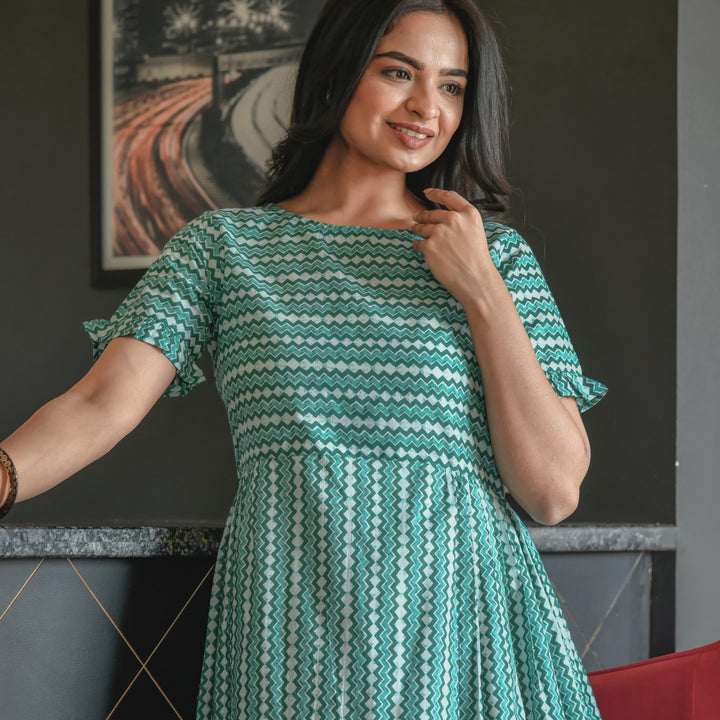 Dabu Green One Piece Midi Dress