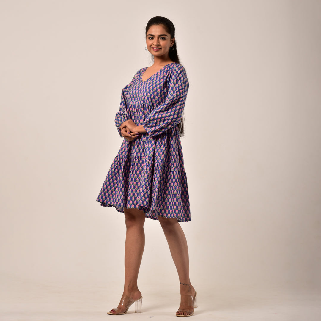 Blue Booti Tiered Short Dress