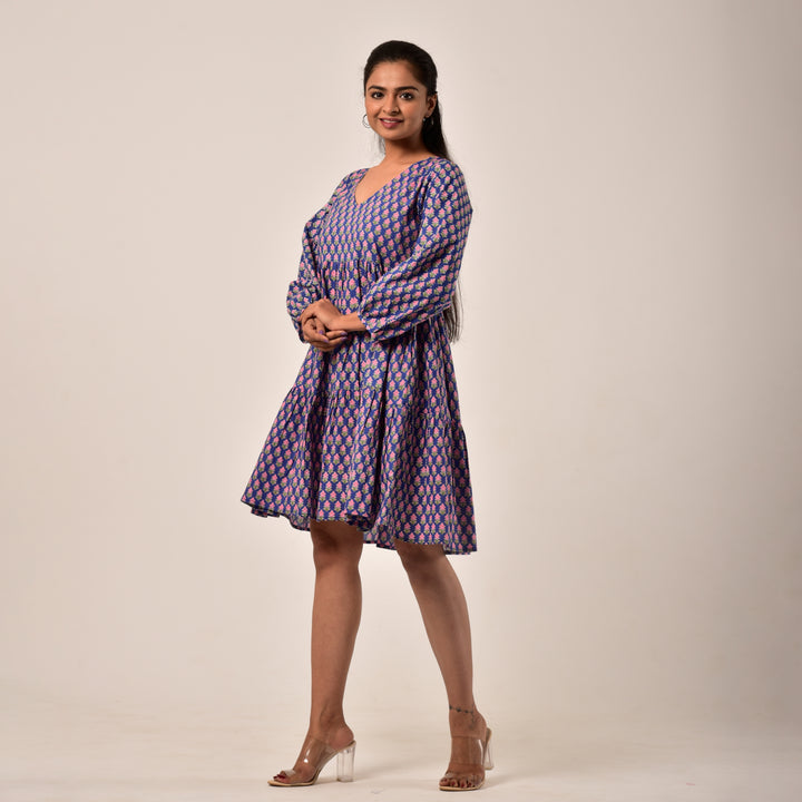 Blue Booti Tiered Short Dress