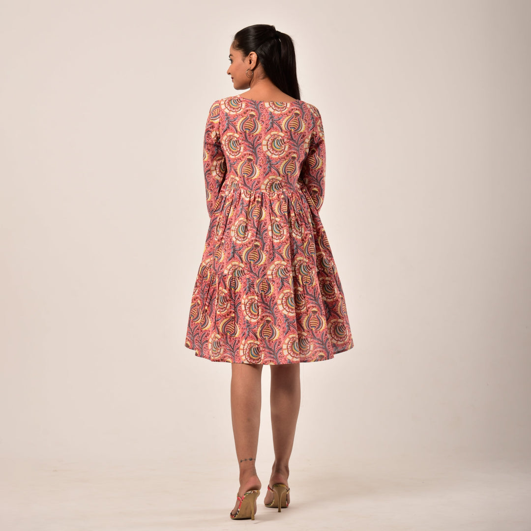Plus Size- Onion Pink Tiered Short Dress with Pockets