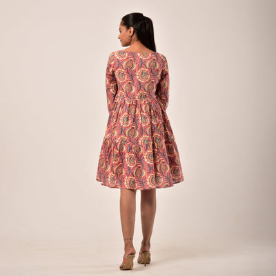 Plus Size- Onion Pink Tiered Short Dress with Pockets