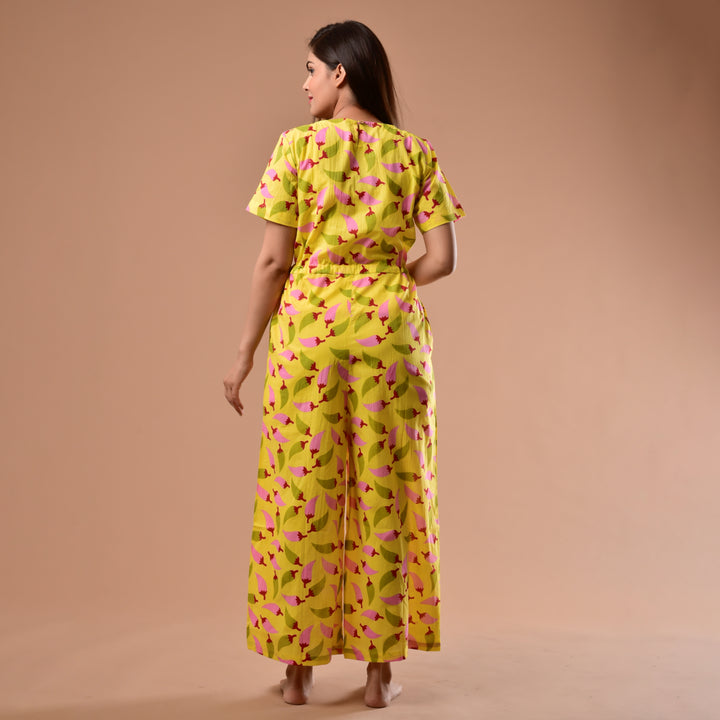 Yellow Mirchi Waist Tie-Up Jumpsuit