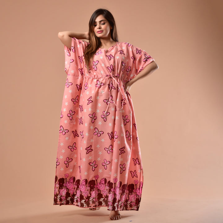 Peach Butterfly Long Kaftan