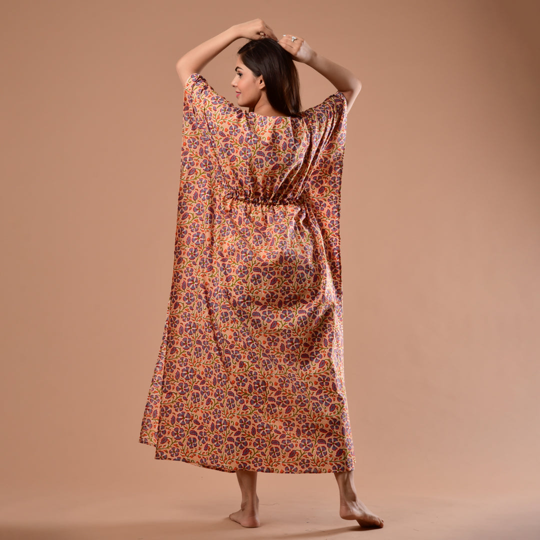 Peach Flower Long Kaftan
