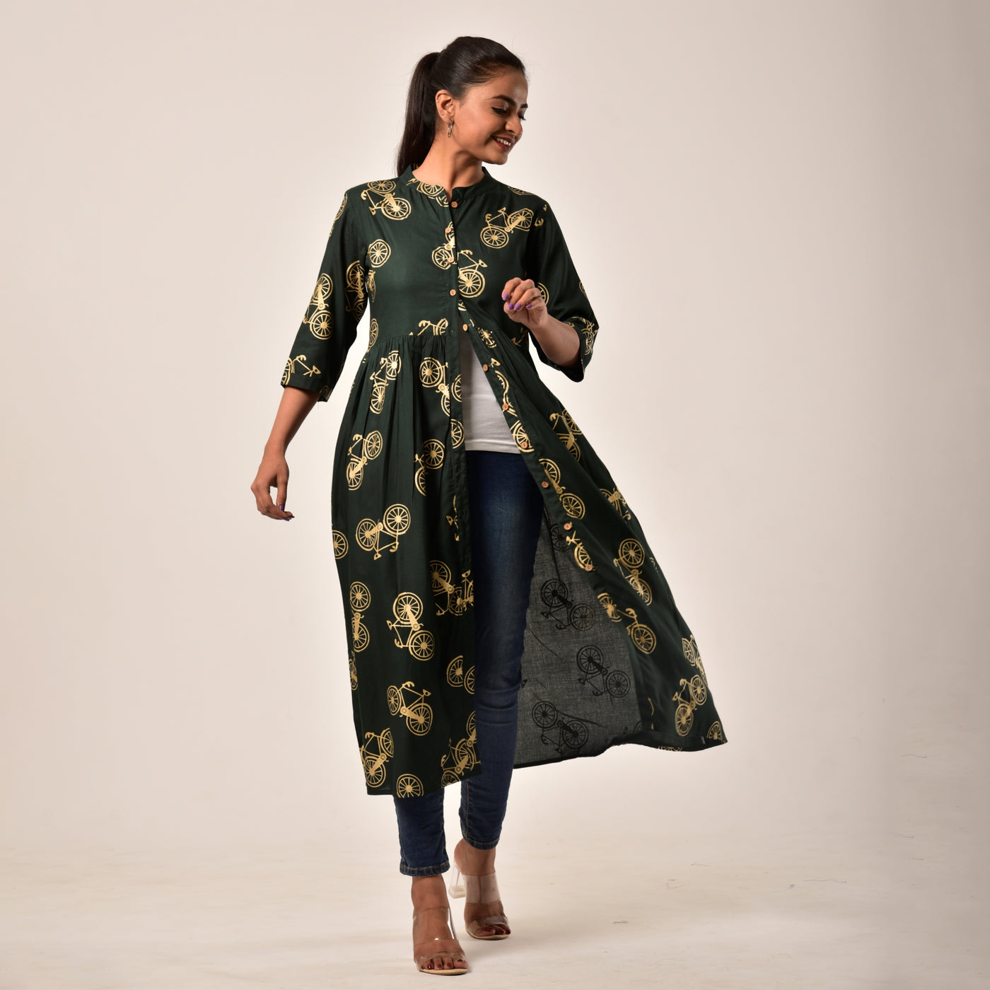 Green Cycle Gold Print 3in1 Dress