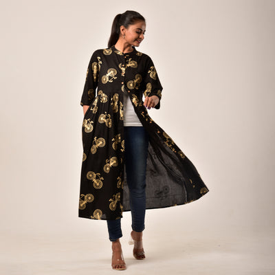 Black Cycle Gold Print 3in1 Dress