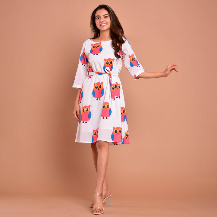 White Owl Mom and Daughter Dress