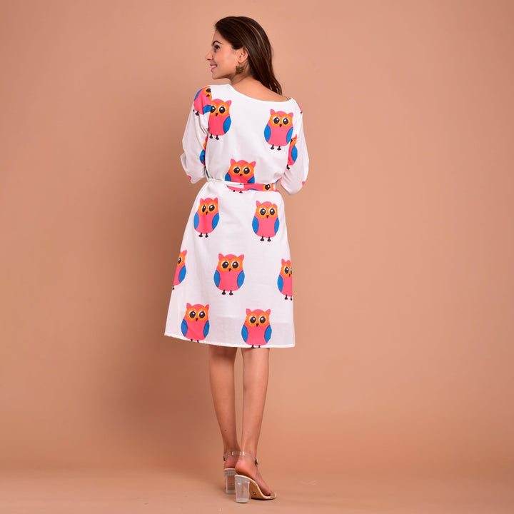 White Owl Mom and Daughter Dress