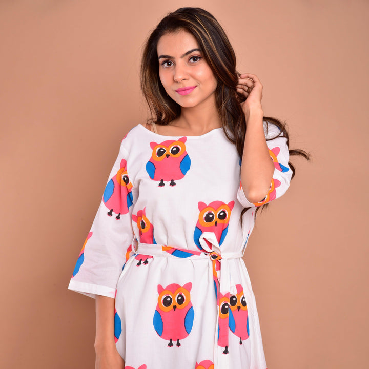 White Owl Mom and Daughter Dress
