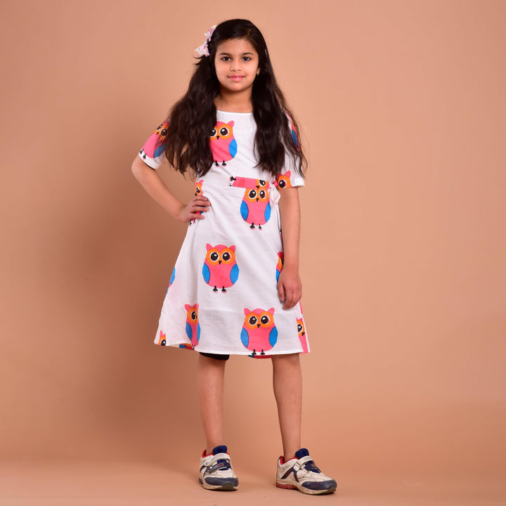 White Owl Mom and Daughter Dress