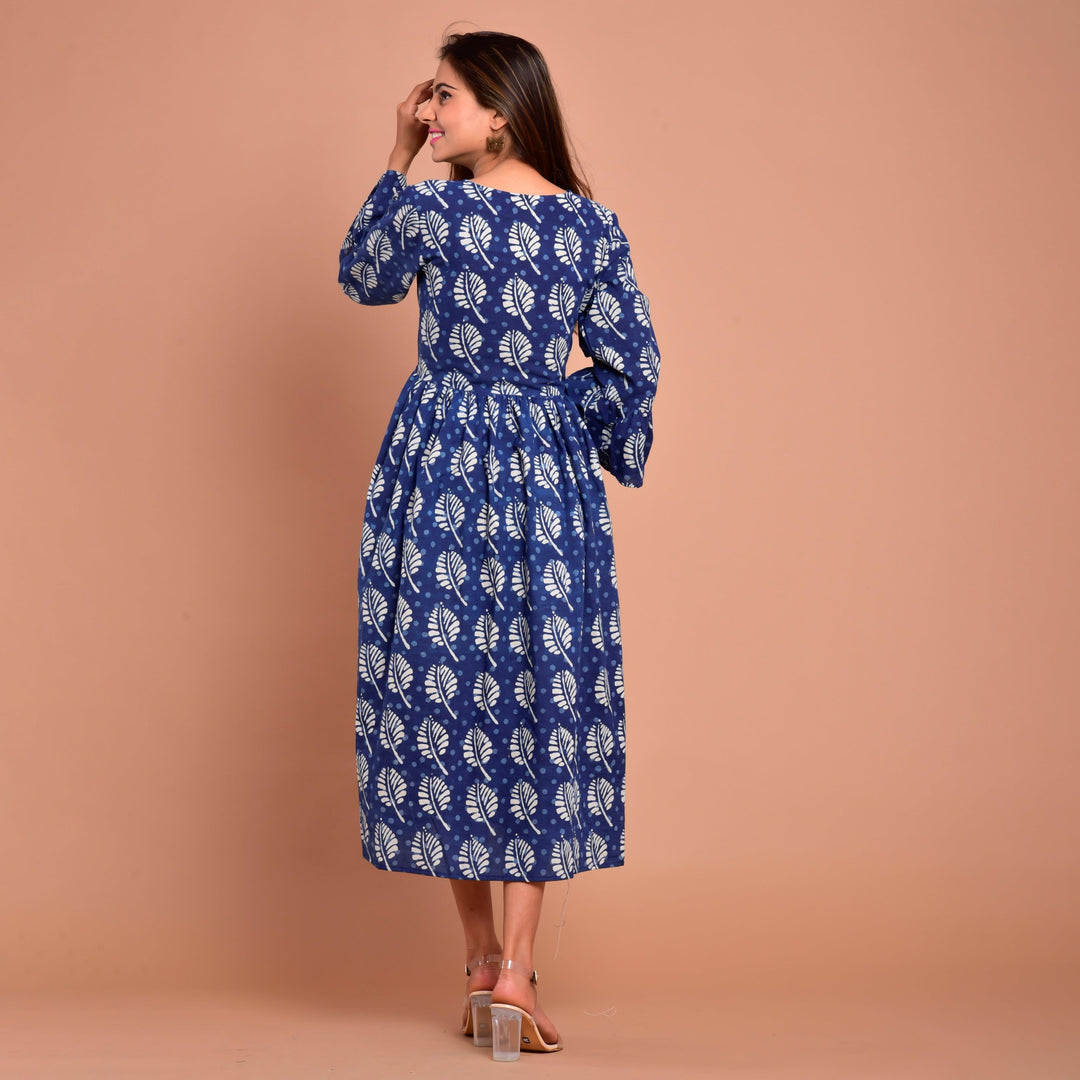 Indigo Block Print Mom and Daughter Dress