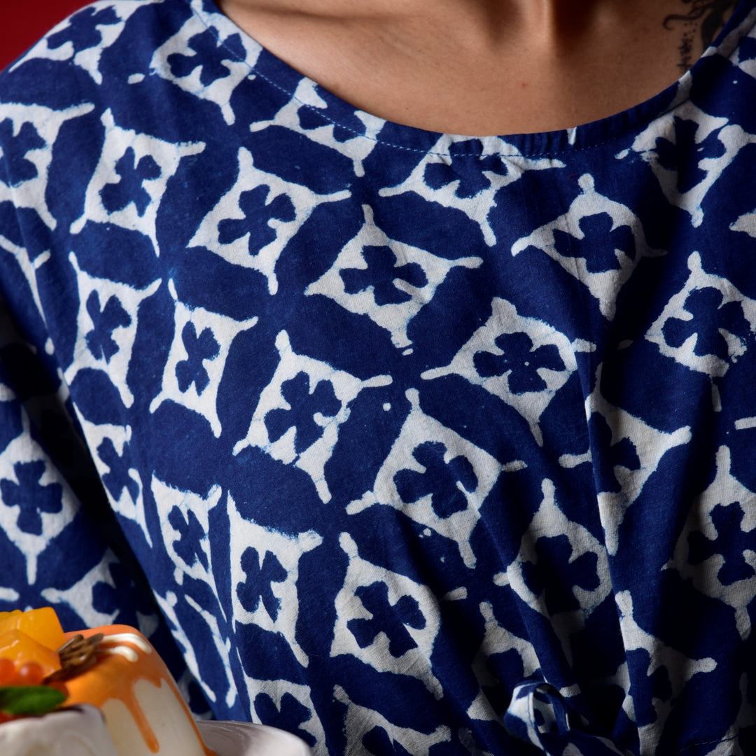 Indigo Star Hand Block Print Kaftan